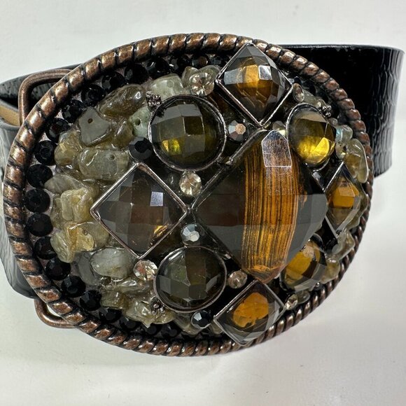 WHIMSICAL ORIGINAL Rhinestones Artisan Made Belt Buckle Signet Sz M/L main image 11